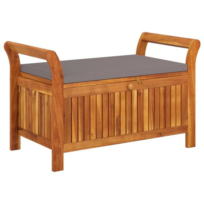 Banc de rangement de jardin avec coussin 91 cm Bois d'acacia - Photo n°1