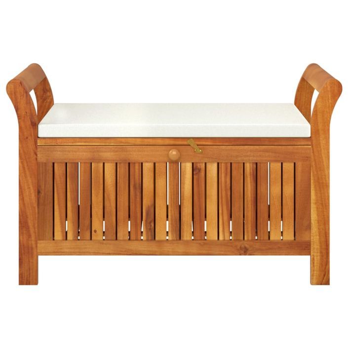 Banc de rangement de jardin avec coussin 91 cm Bois d'acacia - Photo n°5