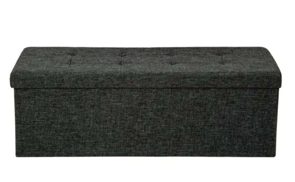 Banc de rangement en tissu chiné Katyne L 110 x H 38 x P 38 cm - Moderne et sobre - Photo n°3