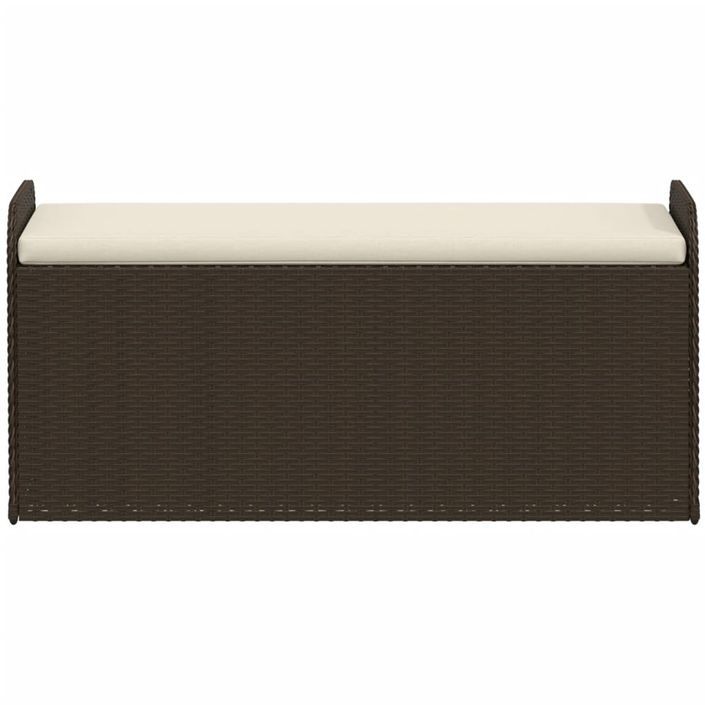 Banc de rangement et coussin marron 115x51x52 cm résine tressée - Photo n°4