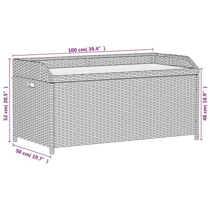 Banc de rangement gris résine tressée et bois d'acacia - Photo n°11