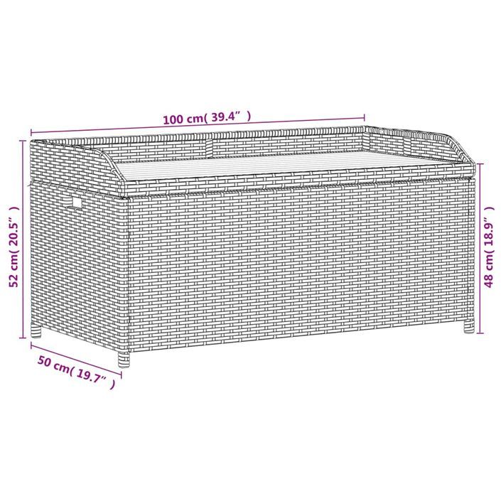 Banc de rangement mélange beige résine tressée et bois d'acacia - Photo n°11