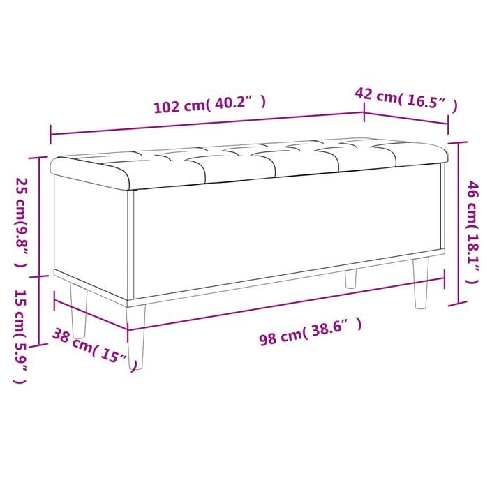 Banc de rangement noir 102x42x46 cm bois d'ingénierie - Photo n°10