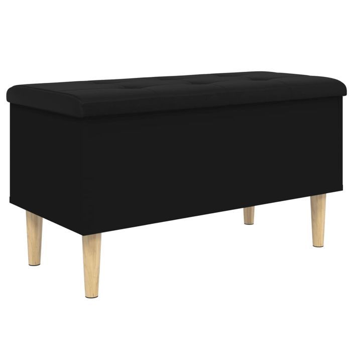 Banc de rangement noir 82x42x46 cm bois d'ingénierie - Photo n°1