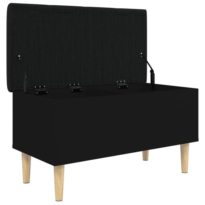 Banc de rangement noir 82x42x46 cm bois d'ingénierie - Photo n°4