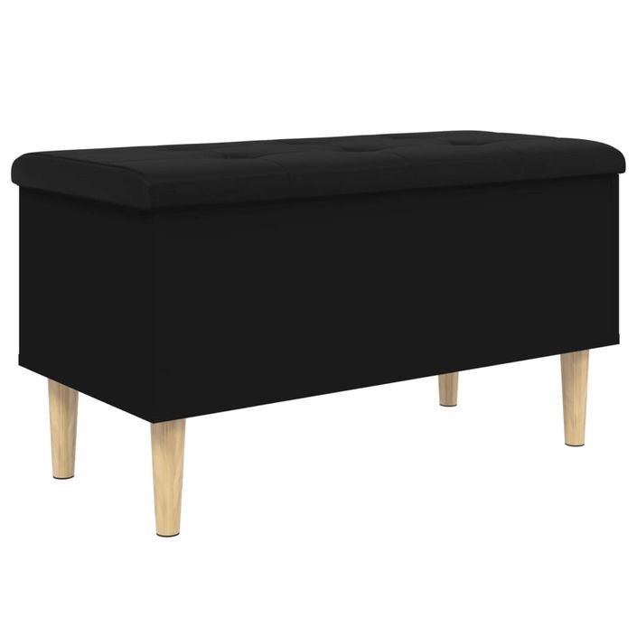 Banc de rangement noir 82x42x46 cm bois d'ingénierie - Photo n°7