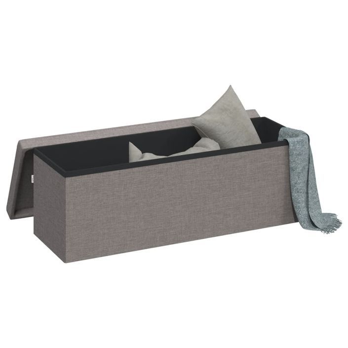 Banc de rangement pliable gris clair faux lin - Photo n°4