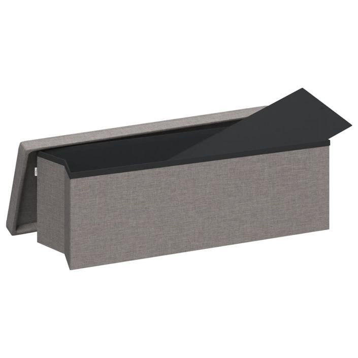 Banc de rangement pliable gris clair faux lin - Photo n°8