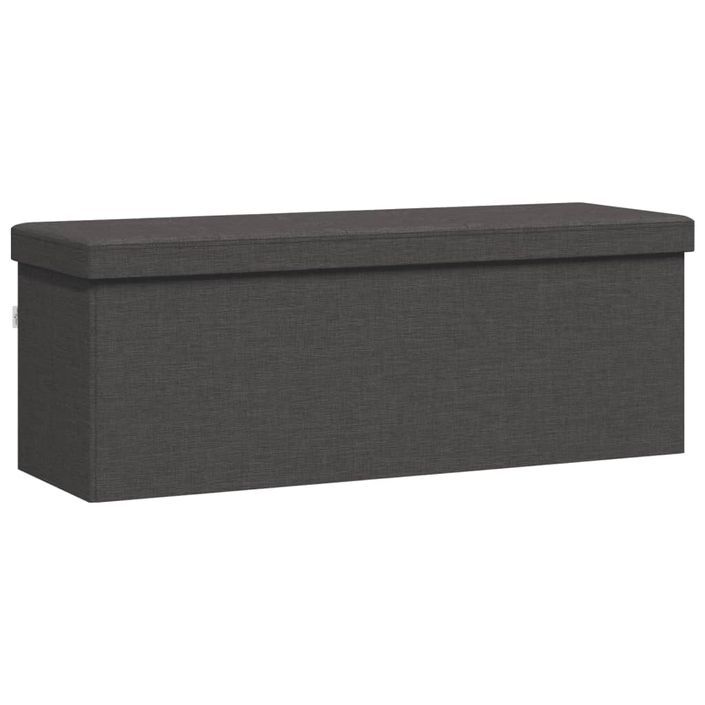 Banc de rangement pliable gris foncé faux lin - Photo n°1