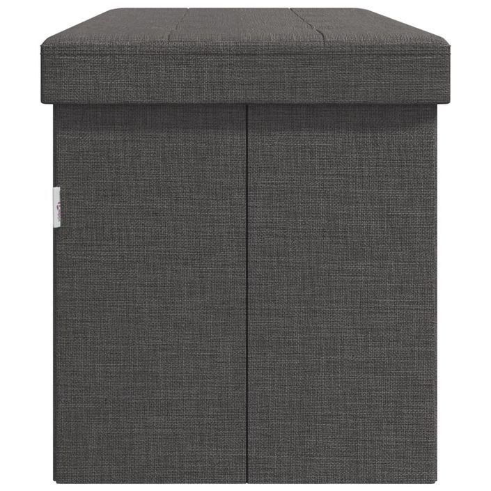 Banc de rangement pliable gris foncé faux lin - Photo n°6