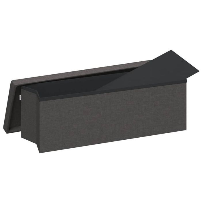 Banc de rangement pliable gris foncé faux lin - Photo n°8