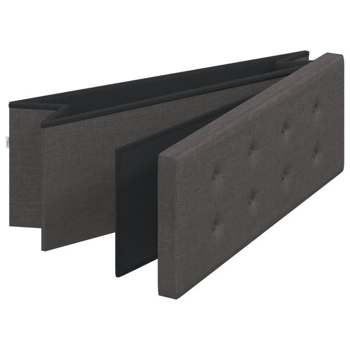 Banc de rangement pliable gris foncé faux lin - Photo n°9