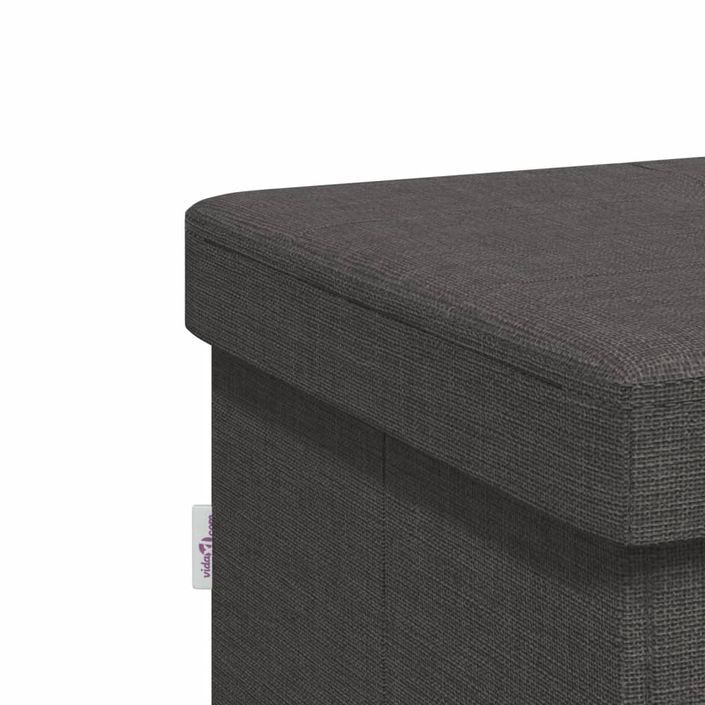 Banc de rangement pliable gris foncé faux lin - Photo n°11