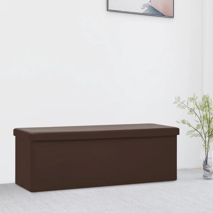 Banc de rangement pliable Marron PVC - Photo n°1