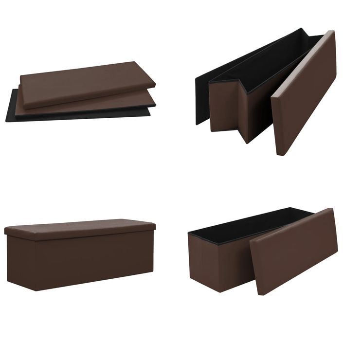 Banc de rangement pliable Marron PVC - Photo n°5