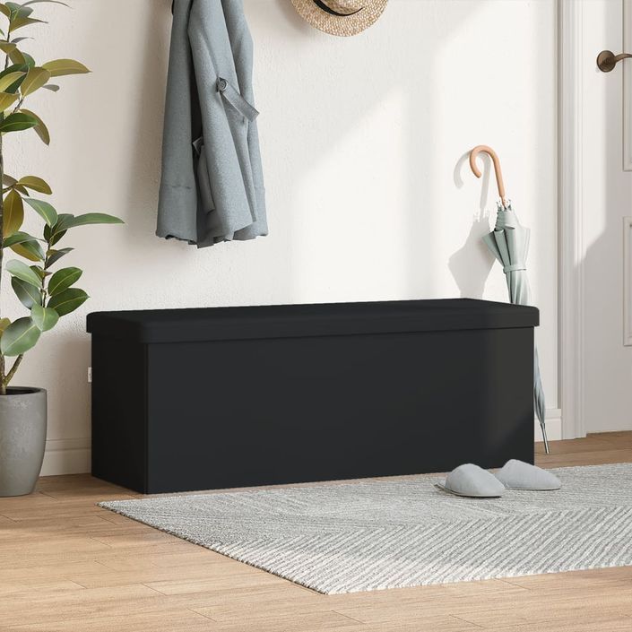 Banc de rangement pliable noir PVC - Photo n°2