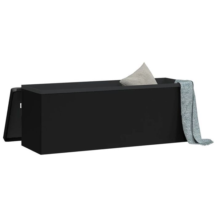 Banc de rangement pliable noir PVC - Photo n°4