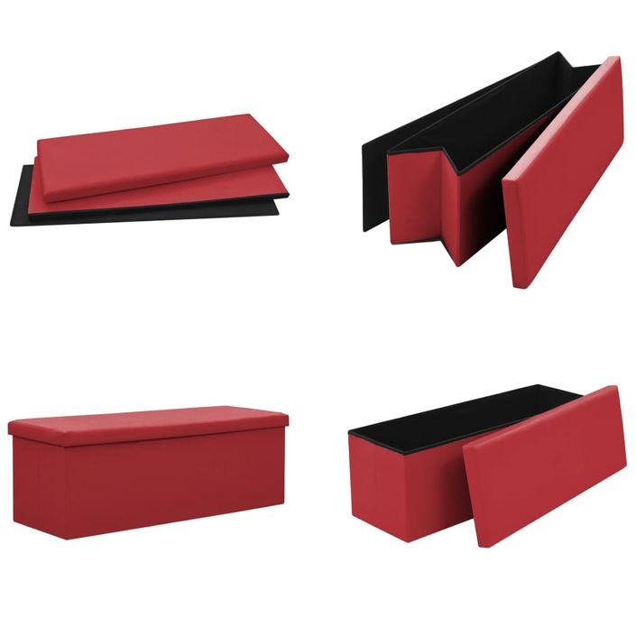 Banc de rangement pliable Rouge bordeaux PVC - Photo n°5