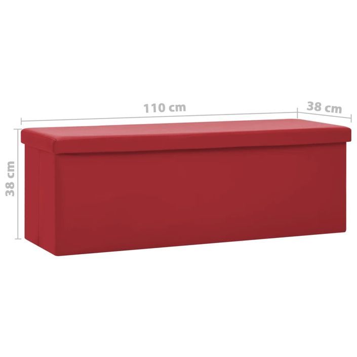 Banc de rangement pliable Rouge bordeaux PVC - Photo n°8