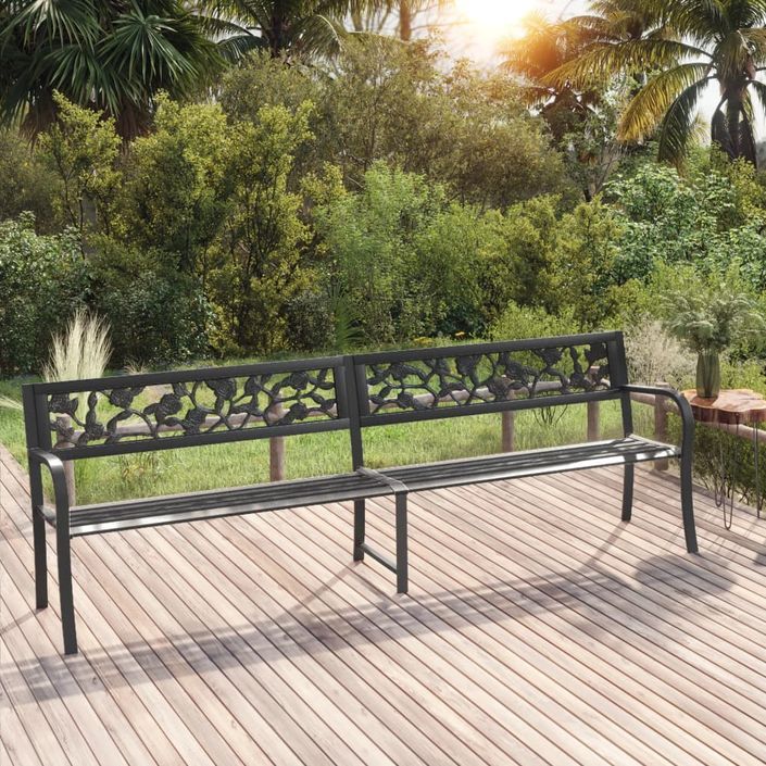 Banc double de jardin 246 cm Noir Acier - Photo n°1