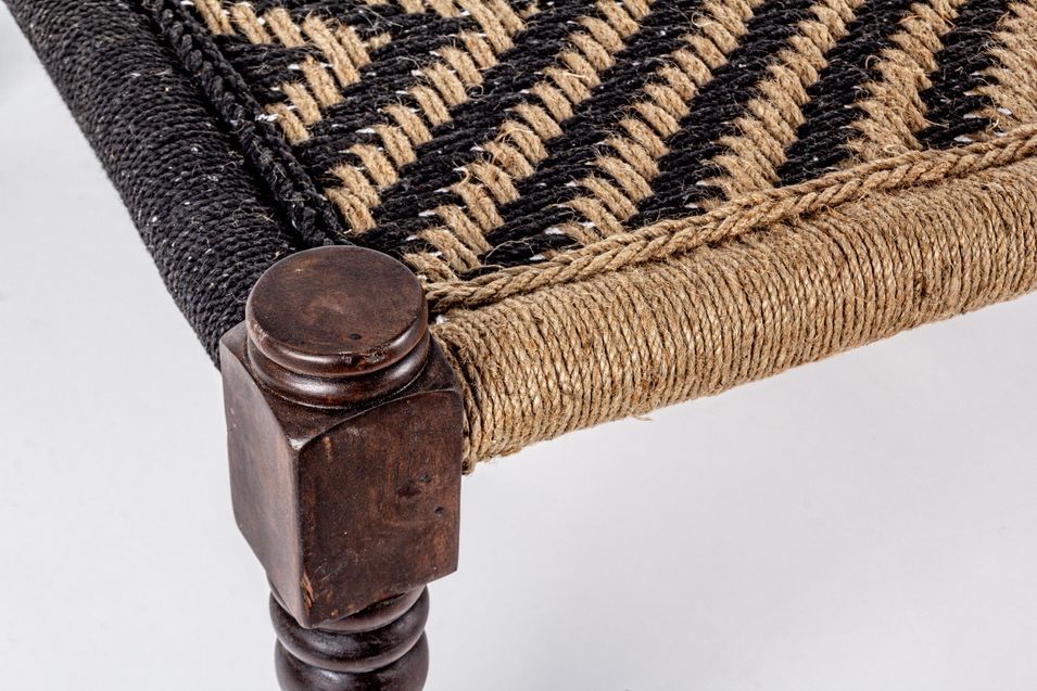 Banc en bois de sheesham et corde coton bicolore Katy L 176 cm - Photo n°5