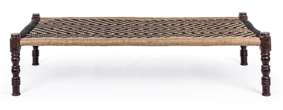Banc en bois de sheesham et corde coton bicolore Katy L 176 cm - Photo n°6