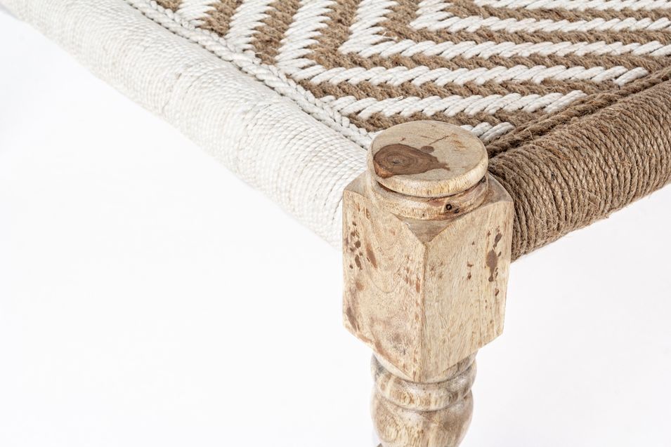 Banc en bois de sheesham et corde coton blanc Katy L 176 cm - Photo n°6