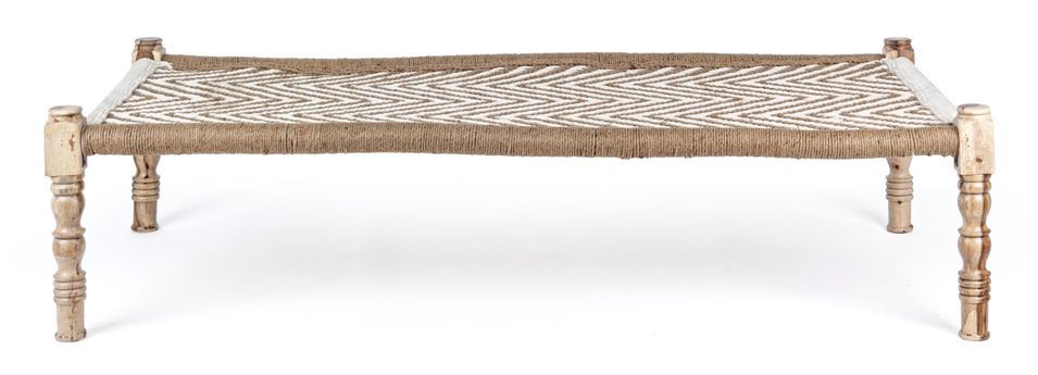 Banc en bois de sheesham et corde coton blanc Katy L 176 cm - Photo n°7