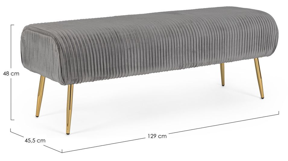 Banc en bois MDF et polyester gris Solene L 129 cm - Photo n°3