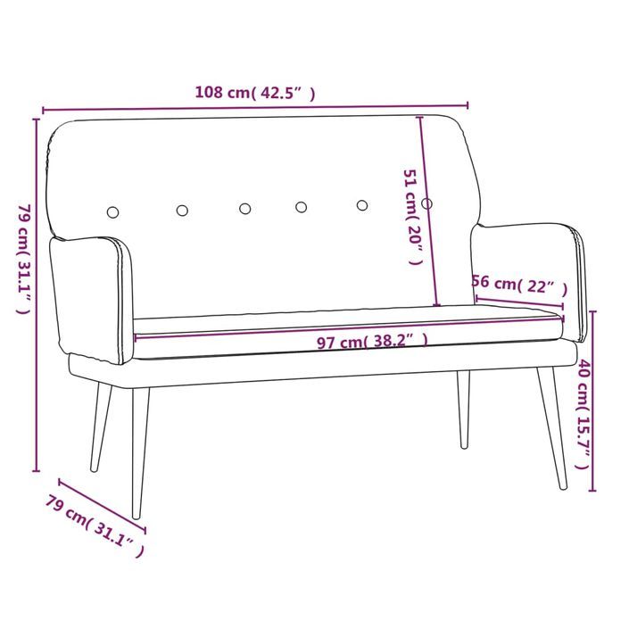 Banc Gris clair 108x79x79 cm Velours - Photo n°8