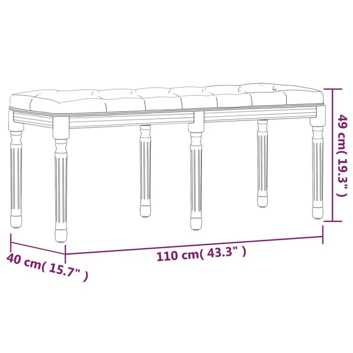 Banc Gris clair 110x40x49 cm Velours - Photo n°7