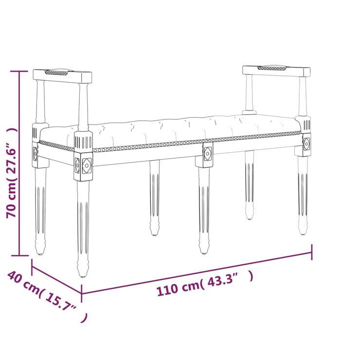 Banc Gris clair 110x40x70 cm Velours - Photo n°7