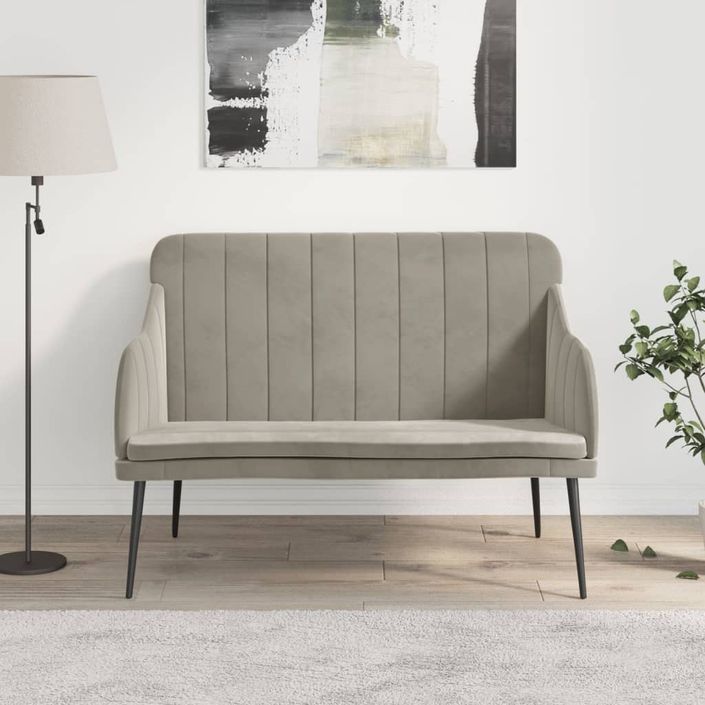 Banc Gris clair 110x76x80 cm Velours - Photo n°2