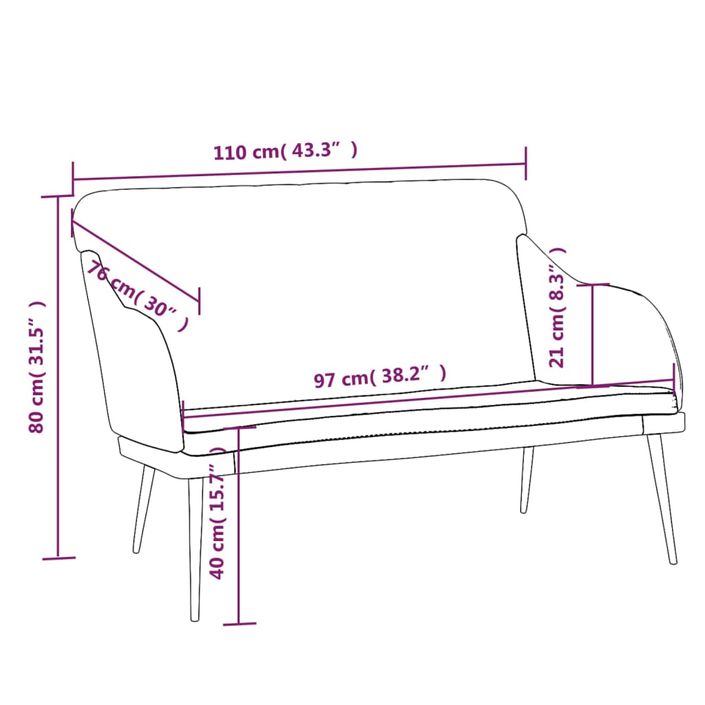 Banc Gris clair 110x76x80 cm Velours - Photo n°8