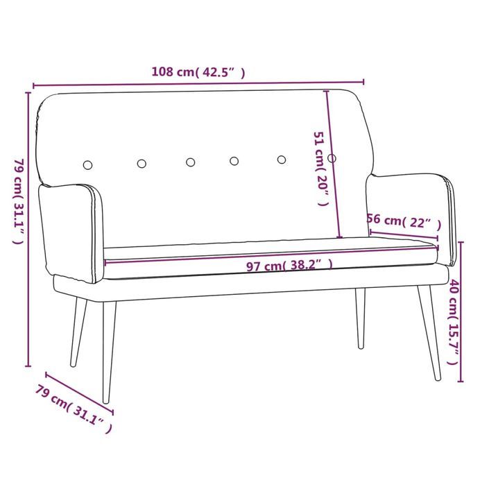 Banc Gris foncé 108x79x79 cm Velours - Photo n°8