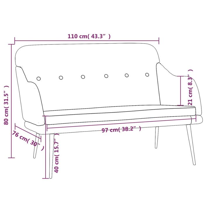 Banc Gris foncé 110x76x80 cm Tissu - Photo n°8