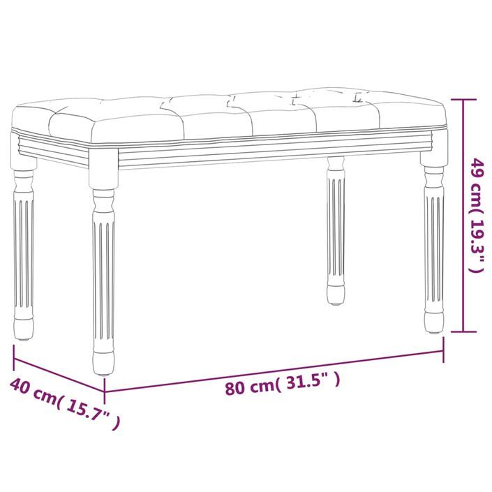 Banc Gris foncé 80x40x49 cm Tissu - Photo n°7