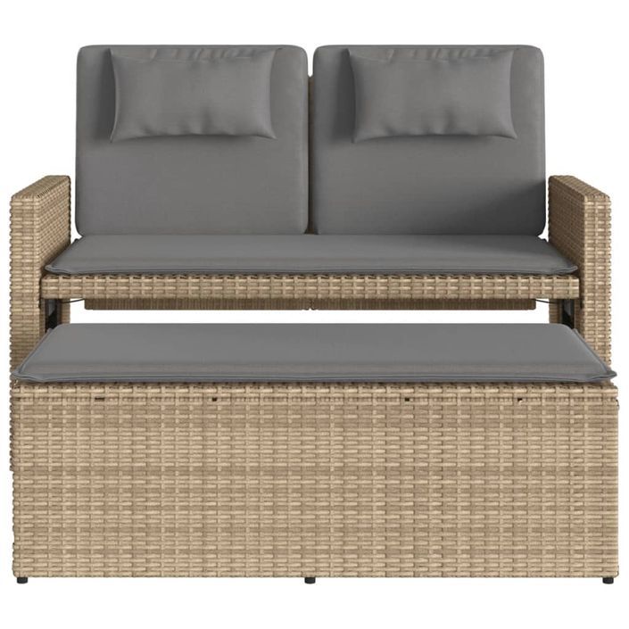 Banc inclinable de jardin avec coussins beige résine tressée - Photo n°6