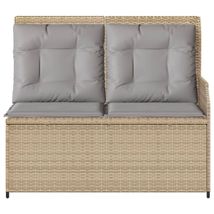 Banc inclinable de jardin avec coussins beige résine tressée - Photo n°4