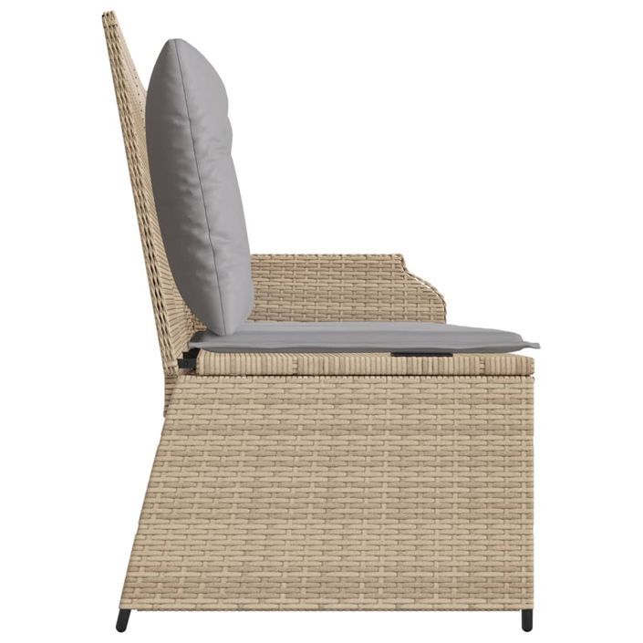 Banc inclinable de jardin avec coussins beige résine tressée - Photo n°5