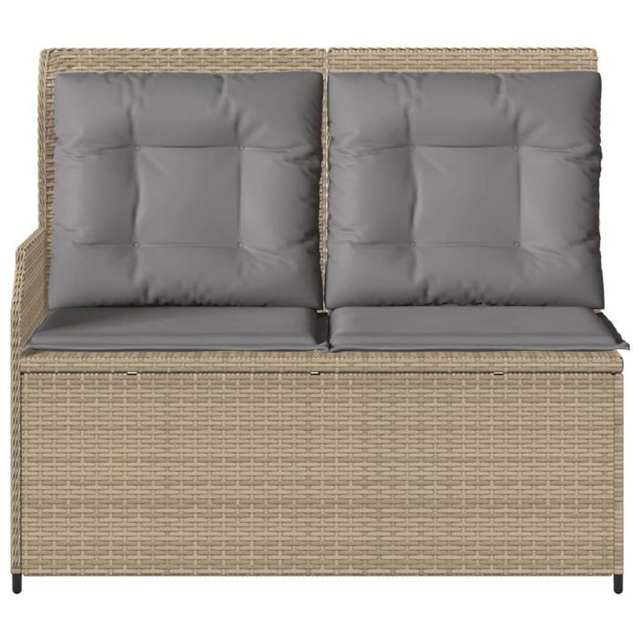 Banc inclinable de jardin avec coussins beige résine tressée - Photo n°4