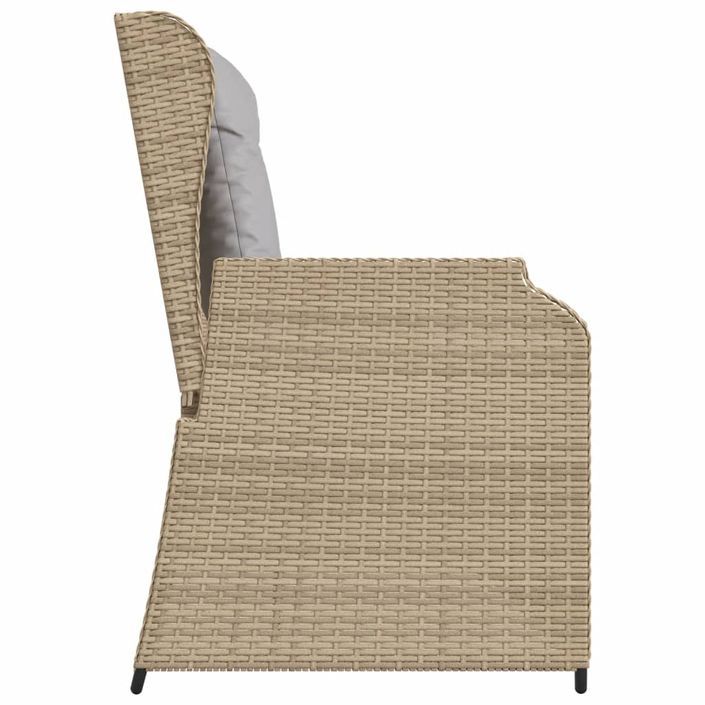 Banc inclinable de jardin avec coussins beige résine tressée - Photo n°5