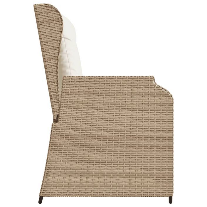 Banc inclinable de jardin avec coussins beige résine tressée - Photo n°5