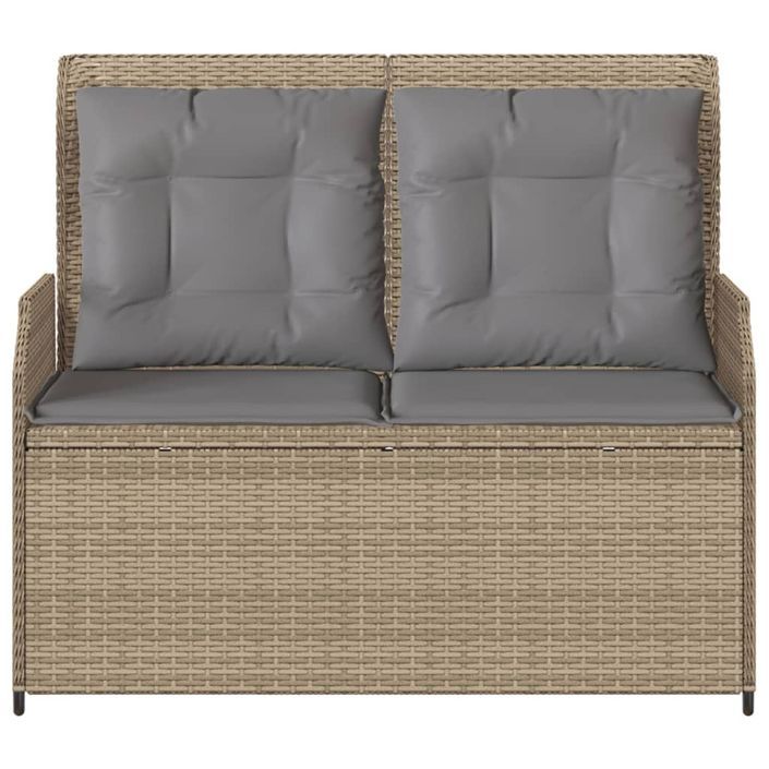 Banc inclinable de jardin avec coussins beige résine tressée - Photo n°4