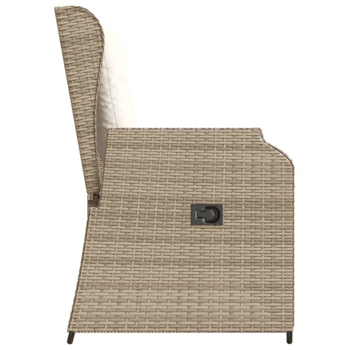 Banc inclinable de jardin avec coussins beige résine tressée - Photo n°5