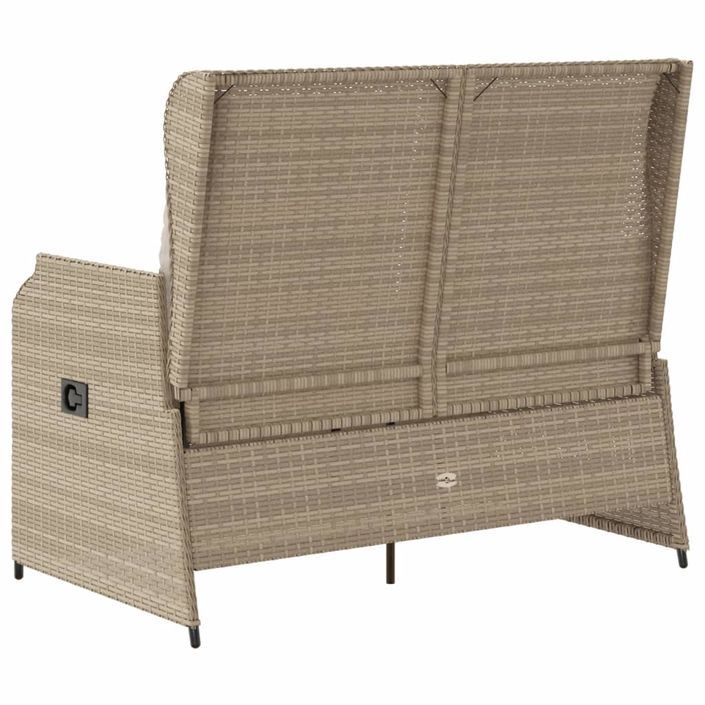 Banc inclinable de jardin avec coussins beige résine tressée - Photo n°6