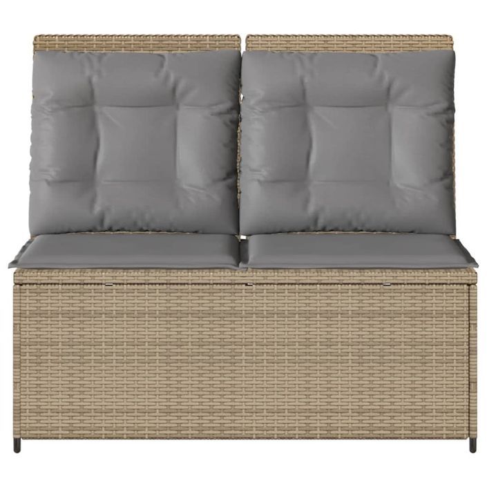 Banc inclinable de jardin avec coussins beige résine tressée - Photo n°4