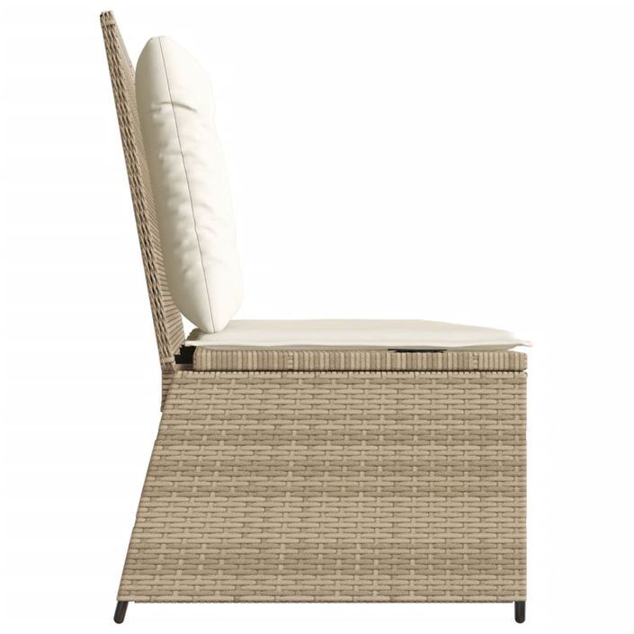 Banc inclinable de jardin avec coussins beige résine tressée - Photo n°5