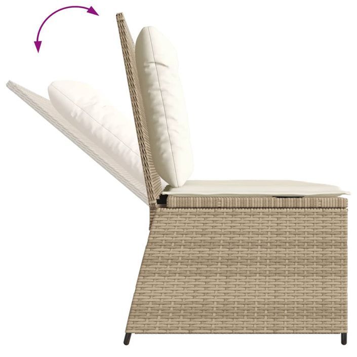 Banc inclinable de jardin avec coussins beige résine tressée - Photo n°7