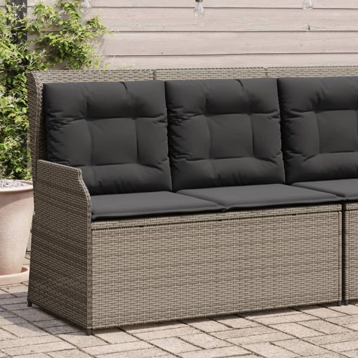 Banc inclinable de jardin avec coussins gris résine tressée - Photo n°1